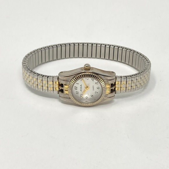 Vtg Timex Acqua Watch Women 19mm Silver Gold Tone Stretch Band New Batt 6" 2001 - Picture 12 of 14